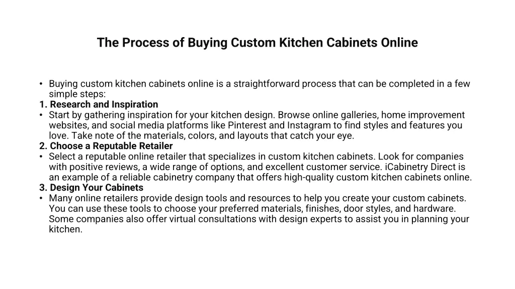 the process of buying custom kitchen cabinets