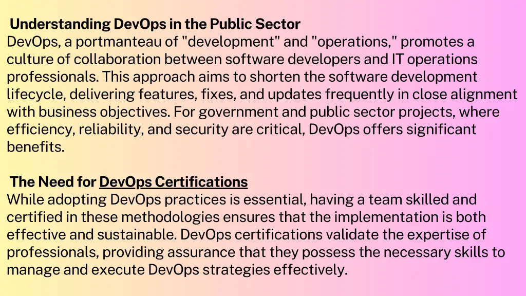 understanding devops in the public sector devops