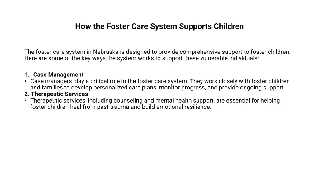 how the foster care system supports children