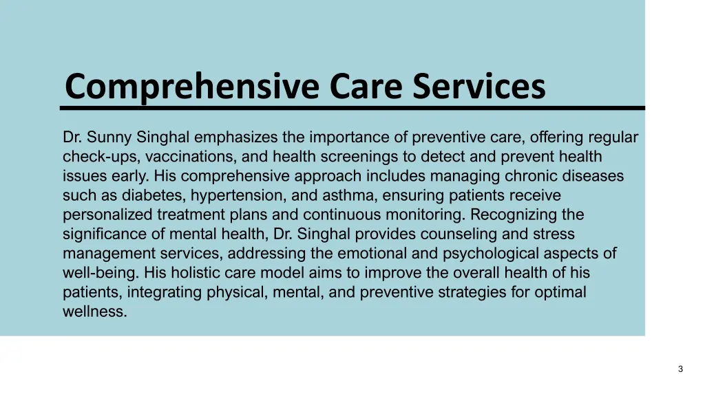 comprehensive care services