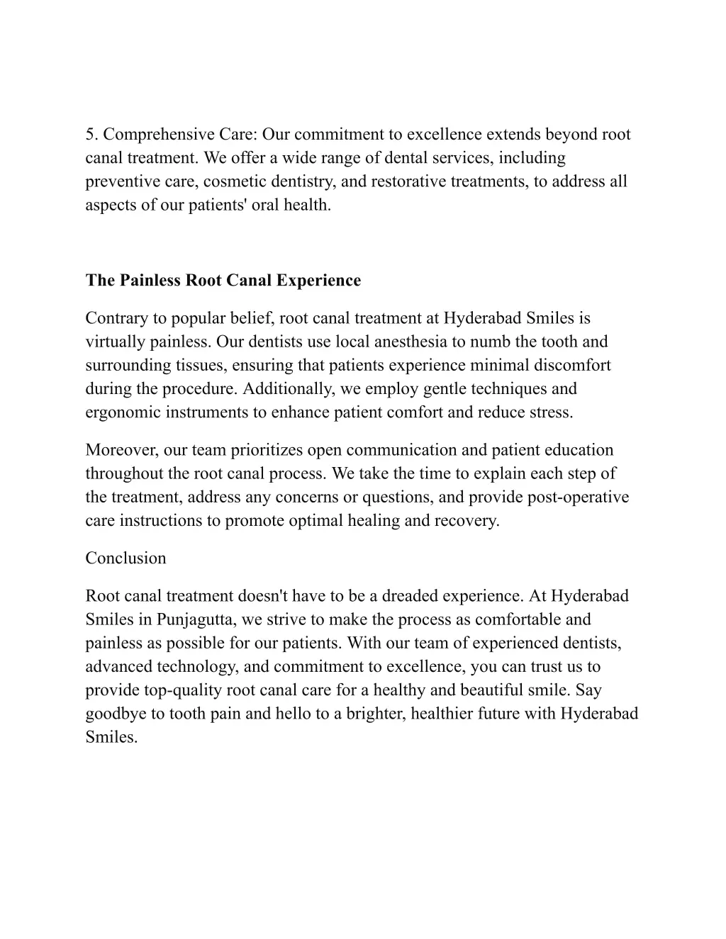 5 comprehensive care our commitment to excellence