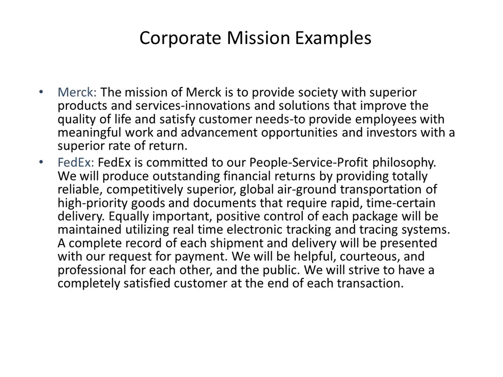 corporate mission examples