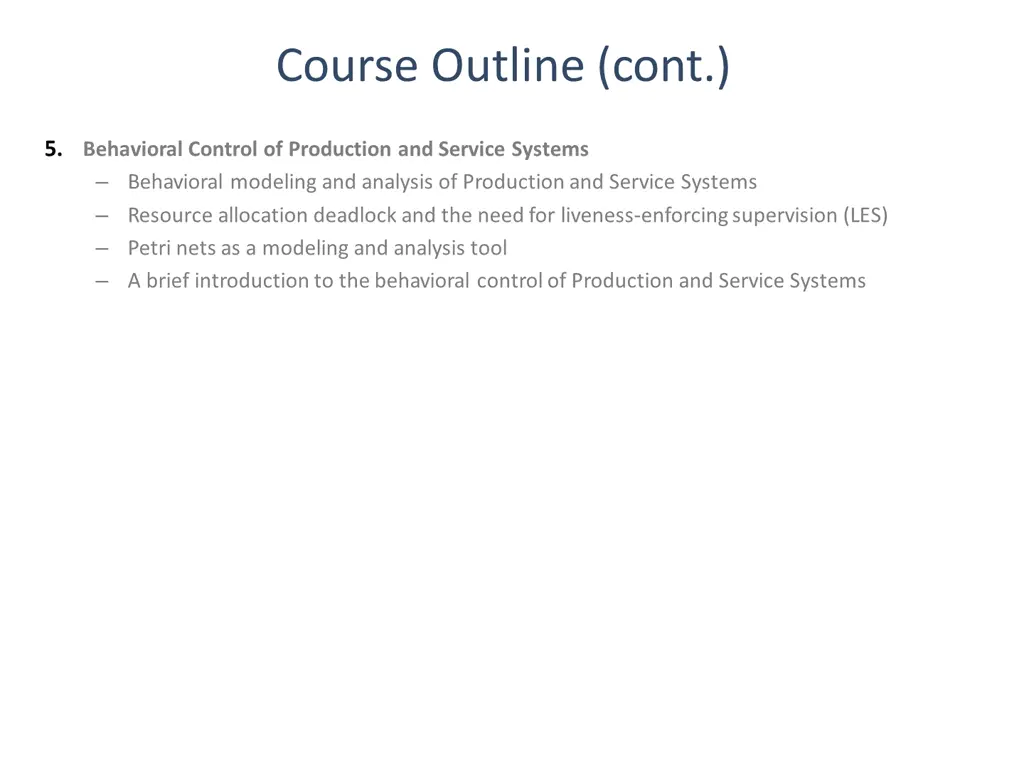 course outline cont