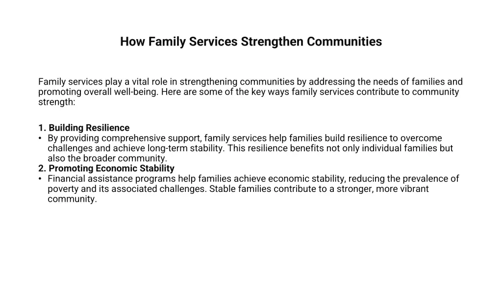 how family services strengthen communities