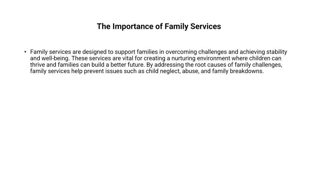 the importance of family services