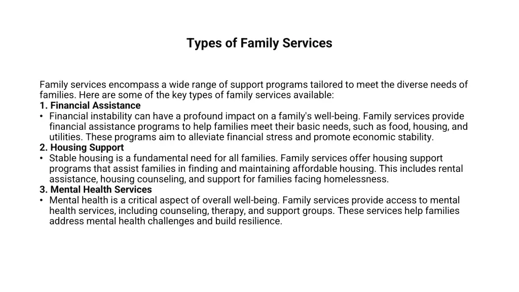 types of family services