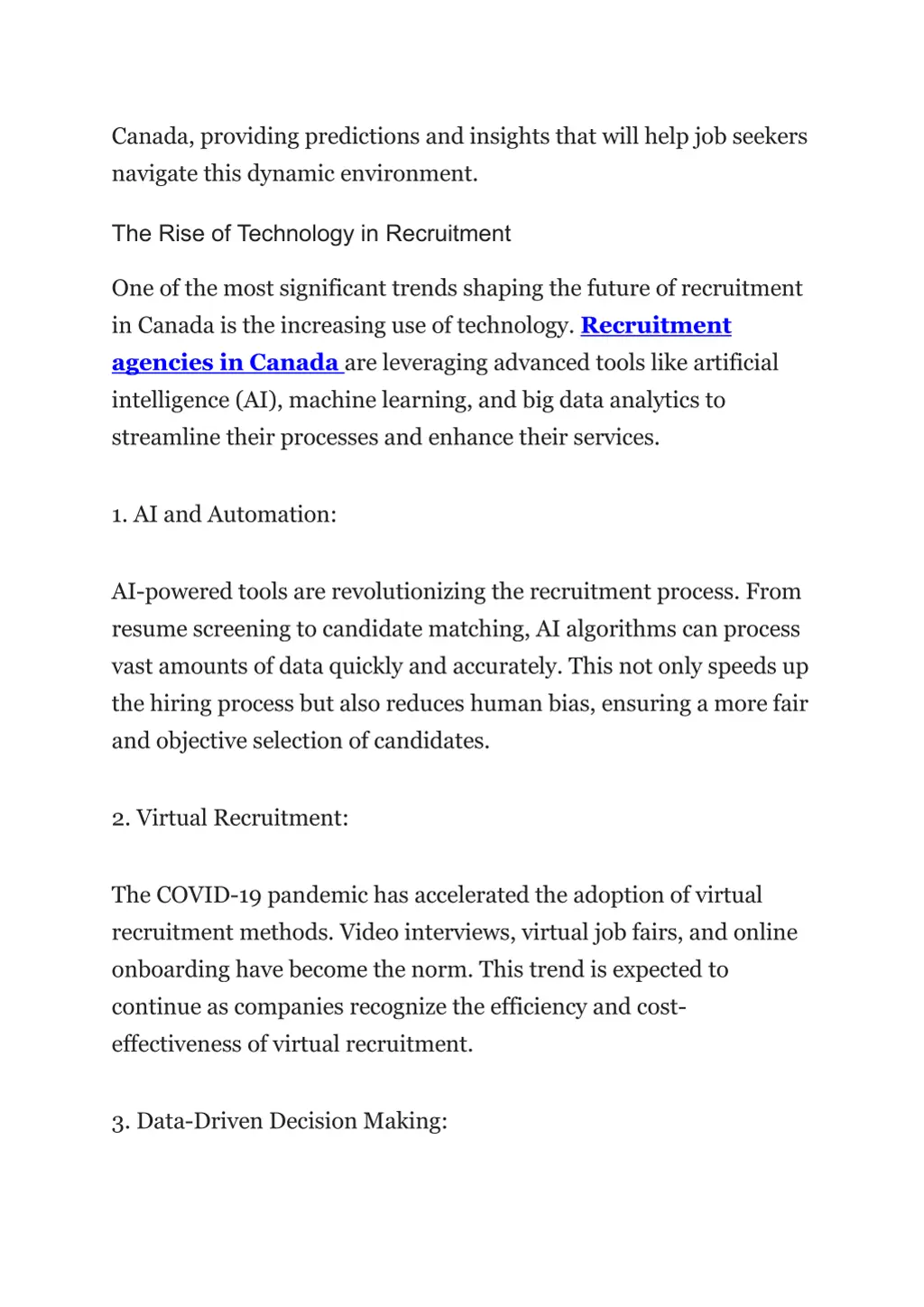 canada providing predictions and insights that