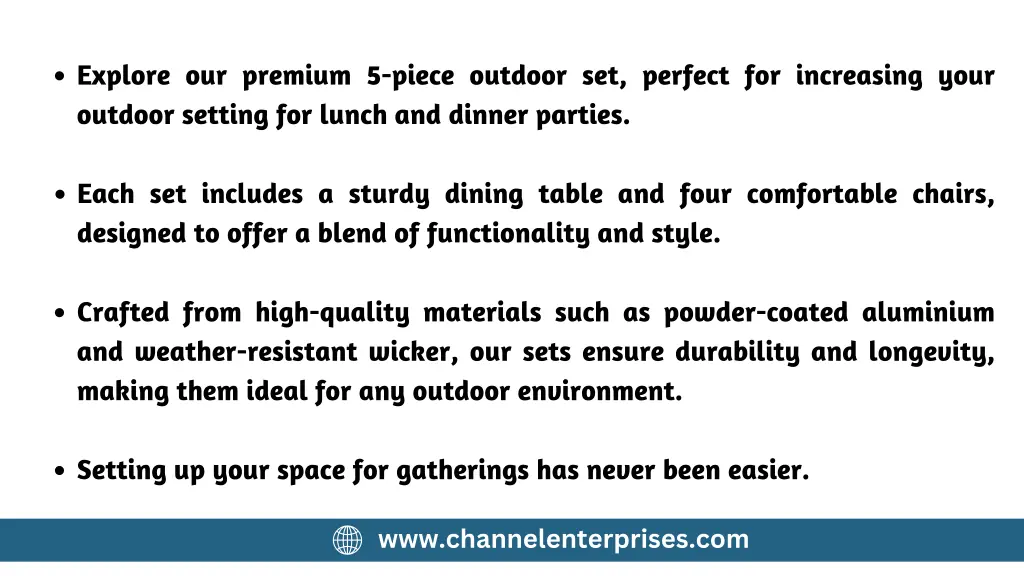 explore our premium 5 piece outdoor set perfect