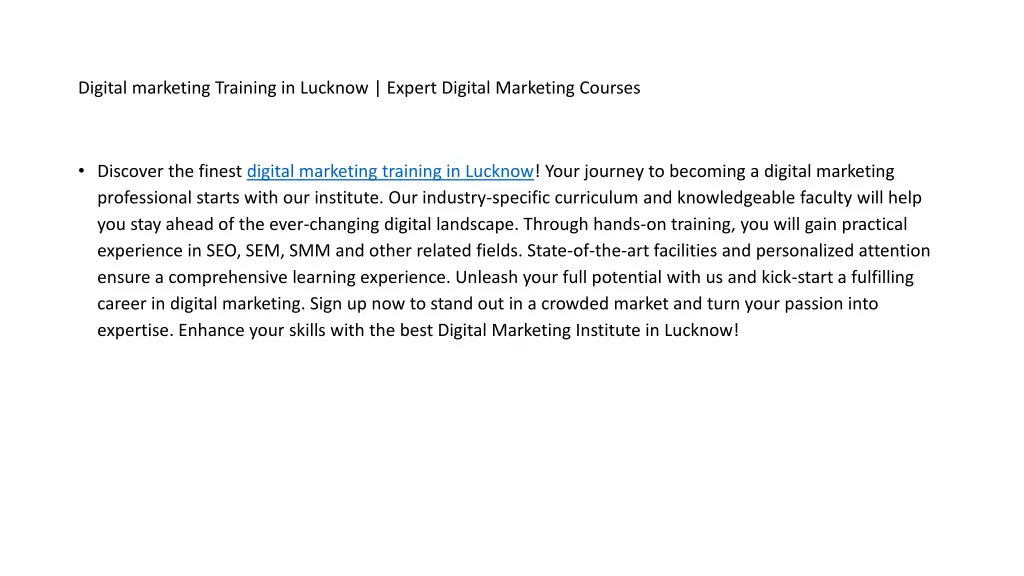 digital marketing training in lucknow expert