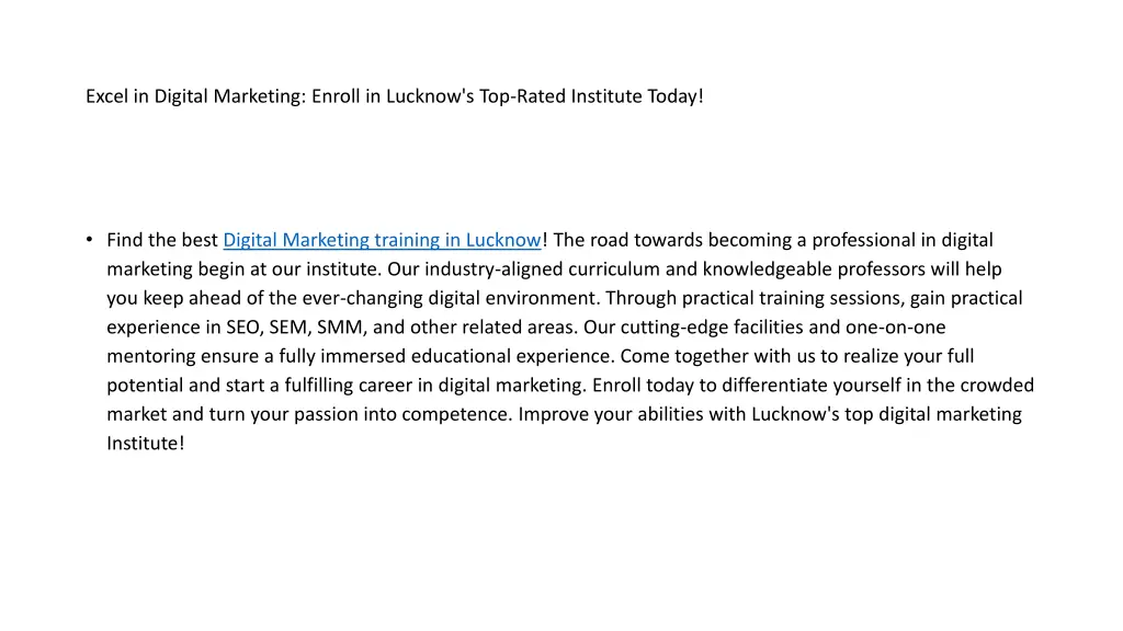 excel in digital marketing enroll in lucknow