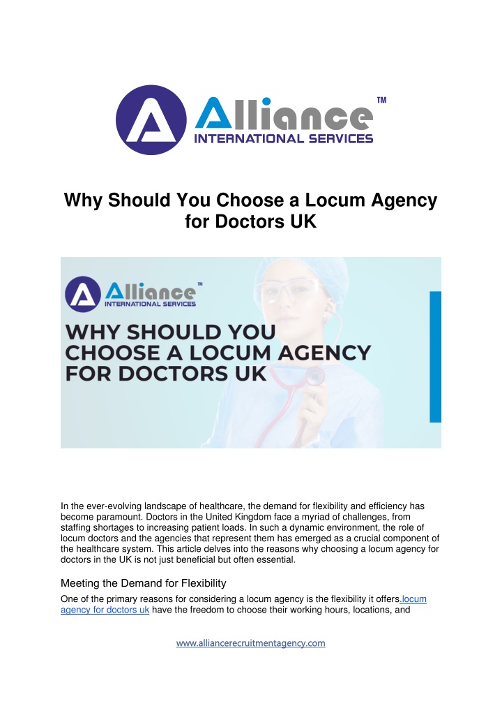 why should you choose a locum agency for doctors