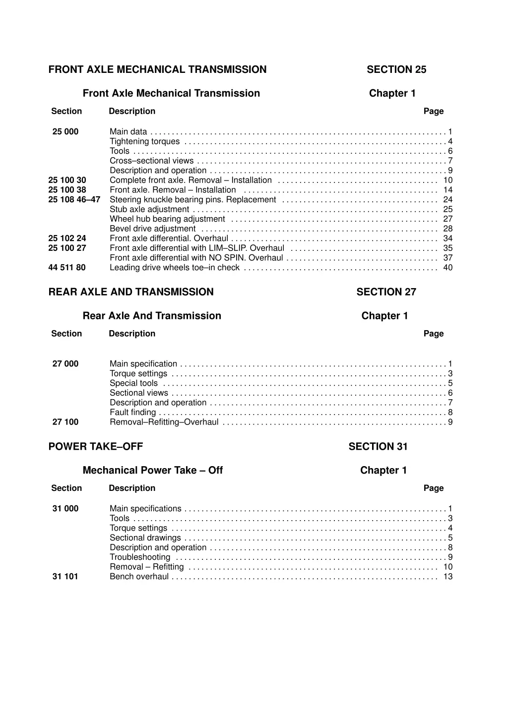 front axle mechanical transmission section 25