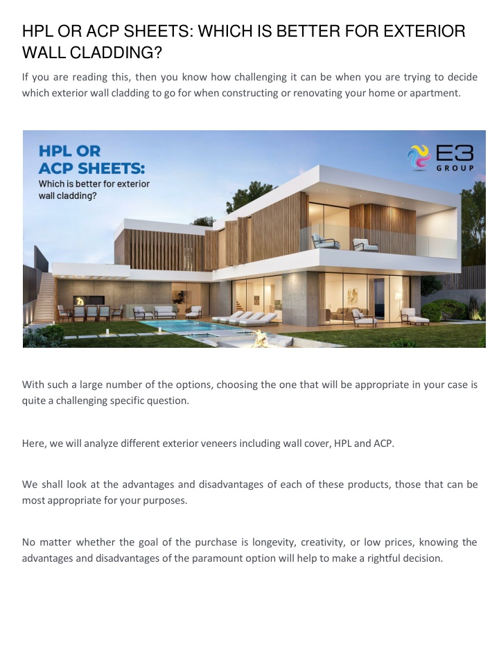 hpl or acp sheets which is better for exterior