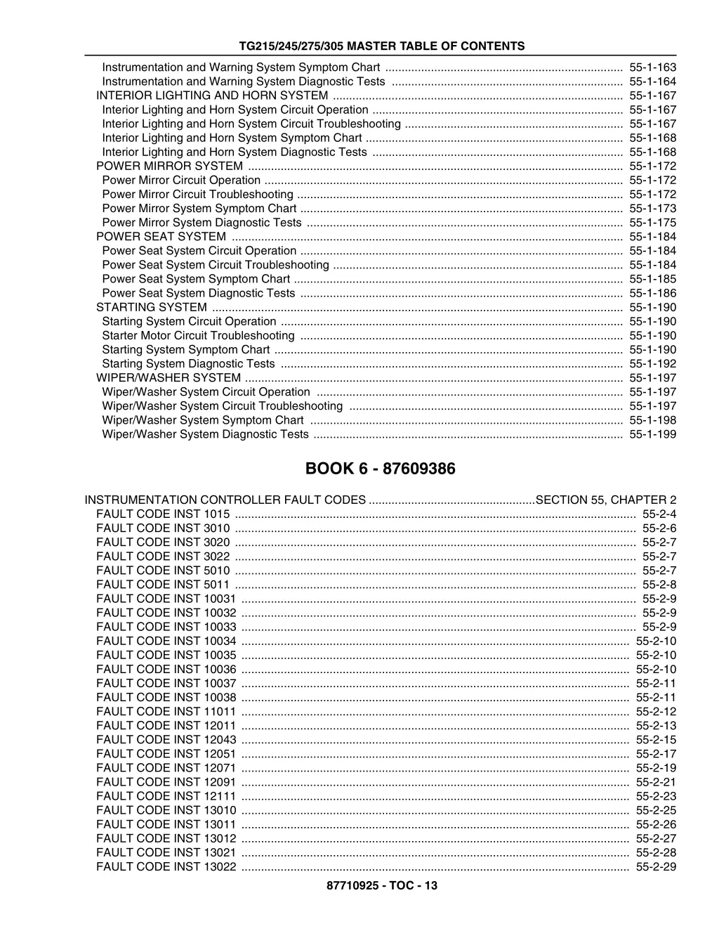 tg215 245 275 305 master table of contents 11