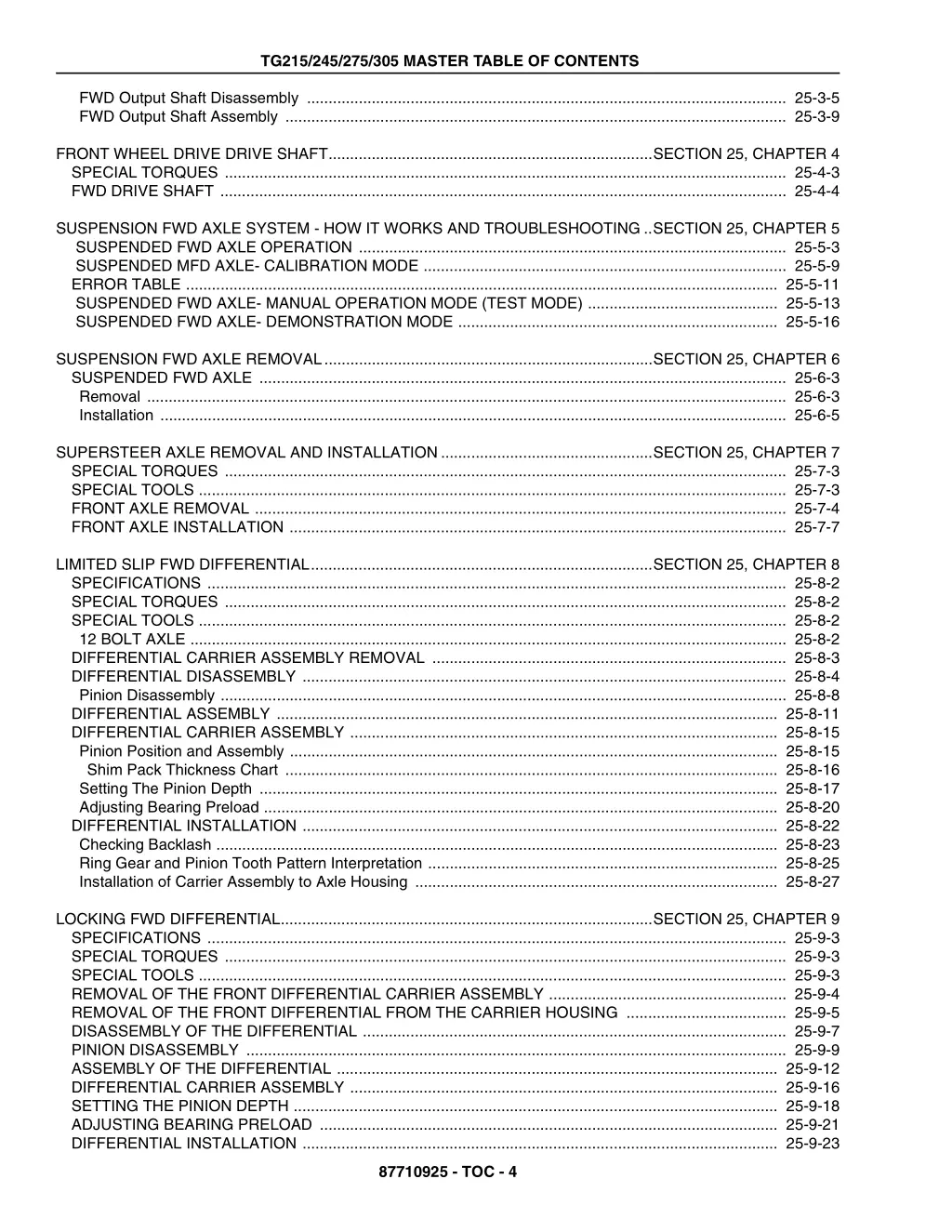 tg215 245 275 305 master table of contents 3