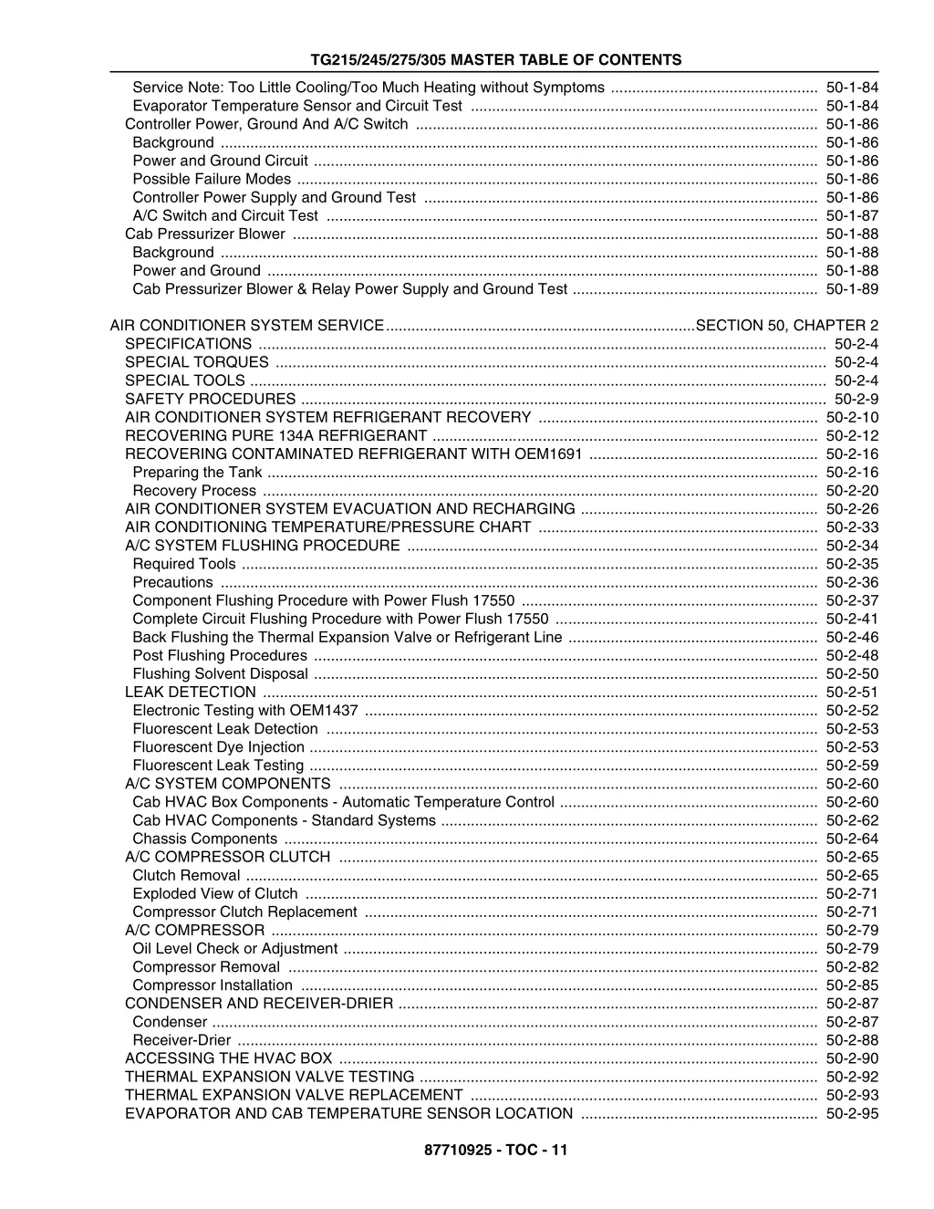 tg215 245 275 305 master table of contents 9