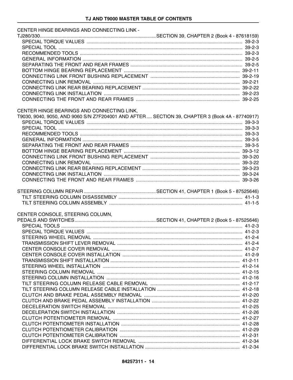 tj and t9000 master table of contents 13