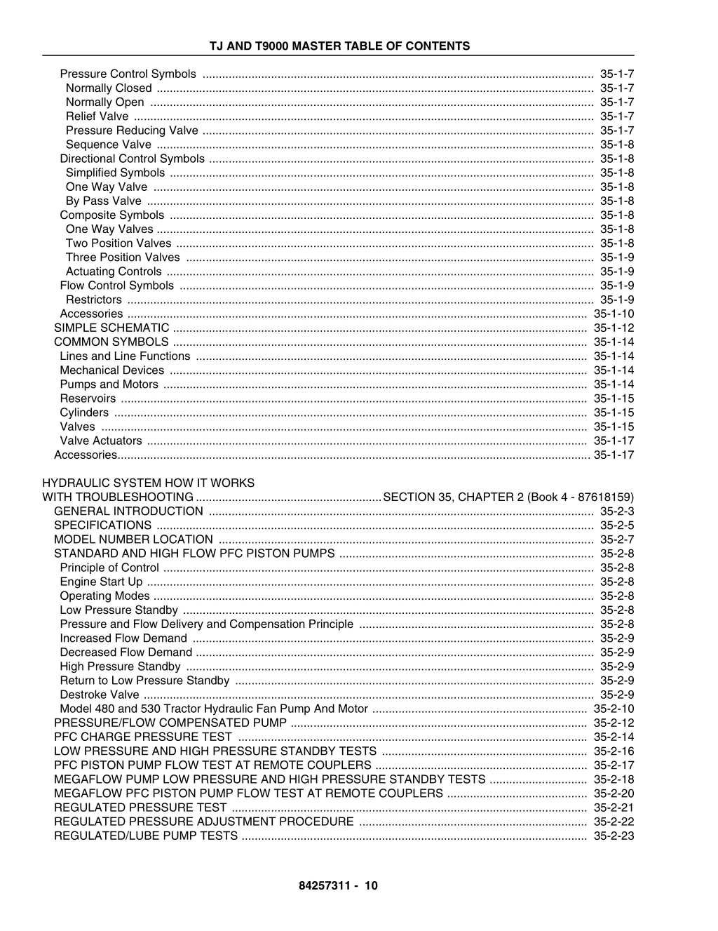 tj and t9000 master table of contents 9