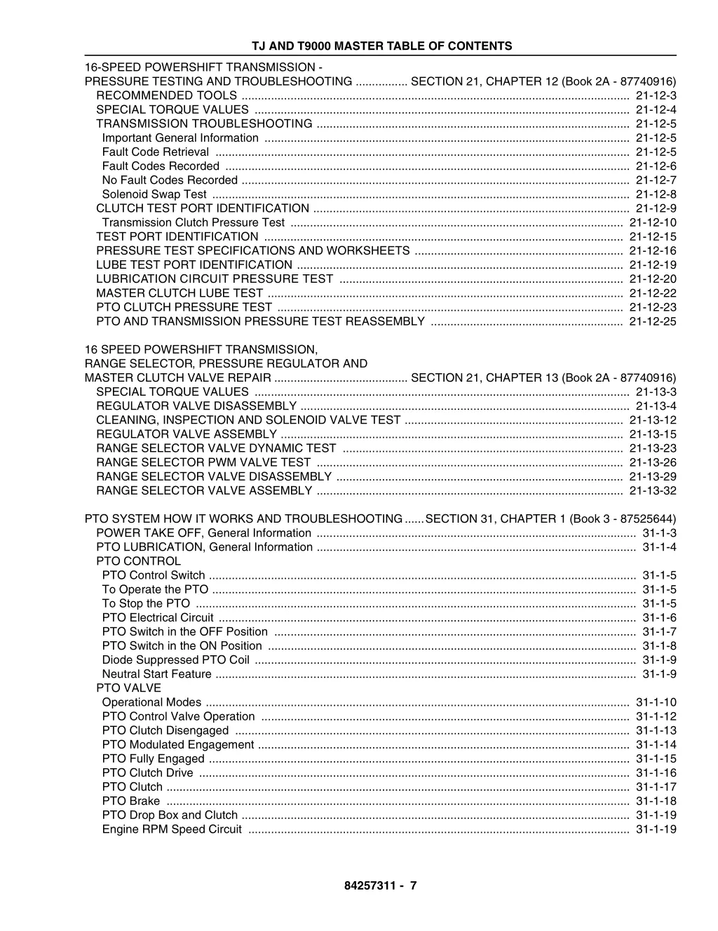 tj and t9000 master table of contents 6