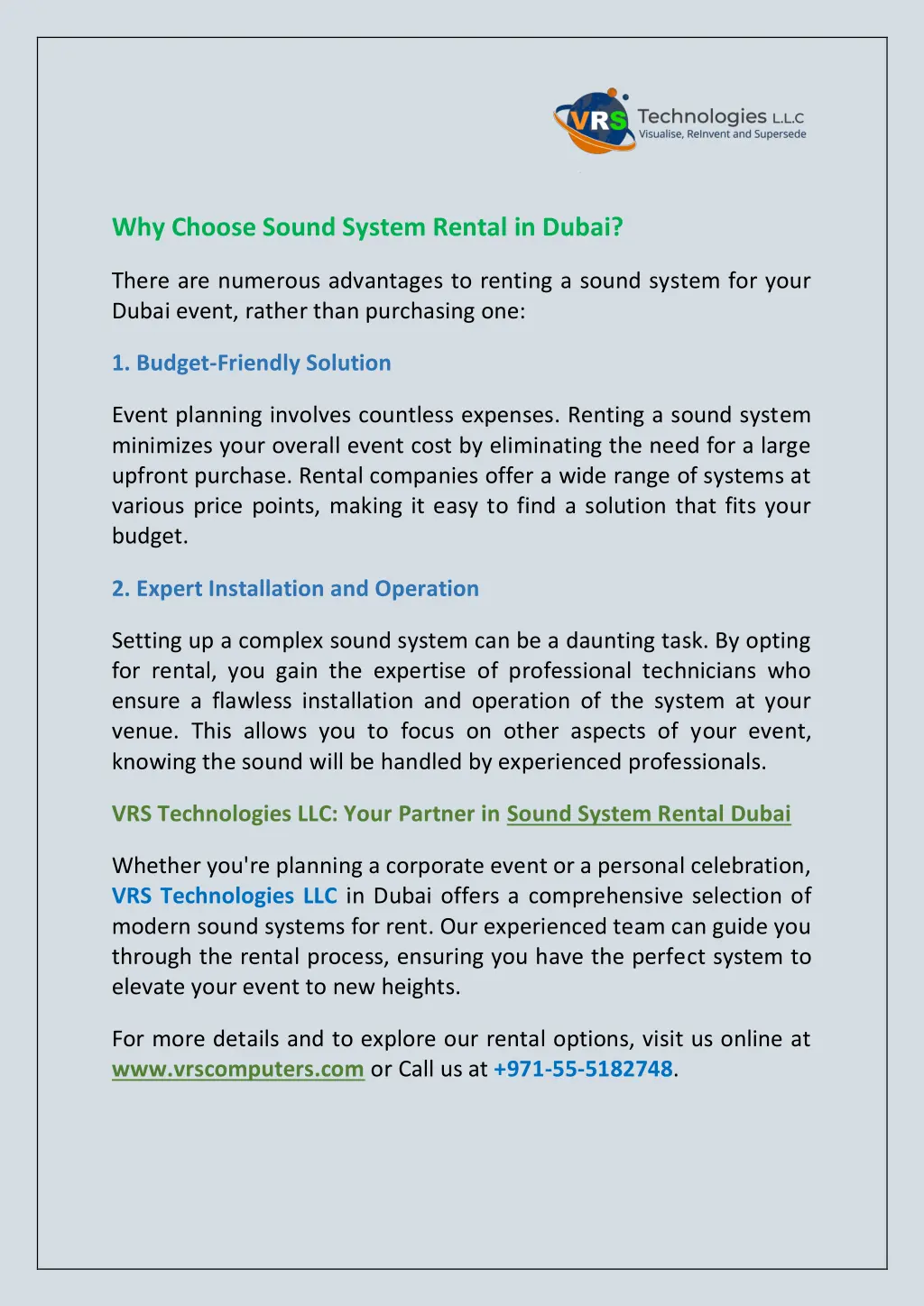 why choose sound system rental in dubai