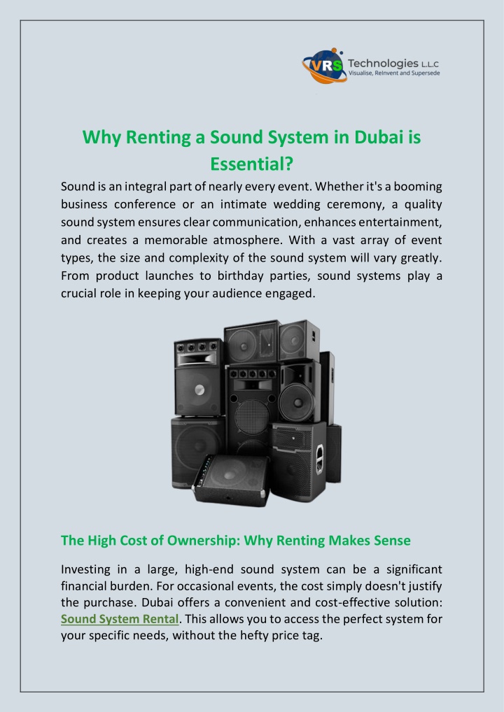 why renting a sound system in dubai is essential