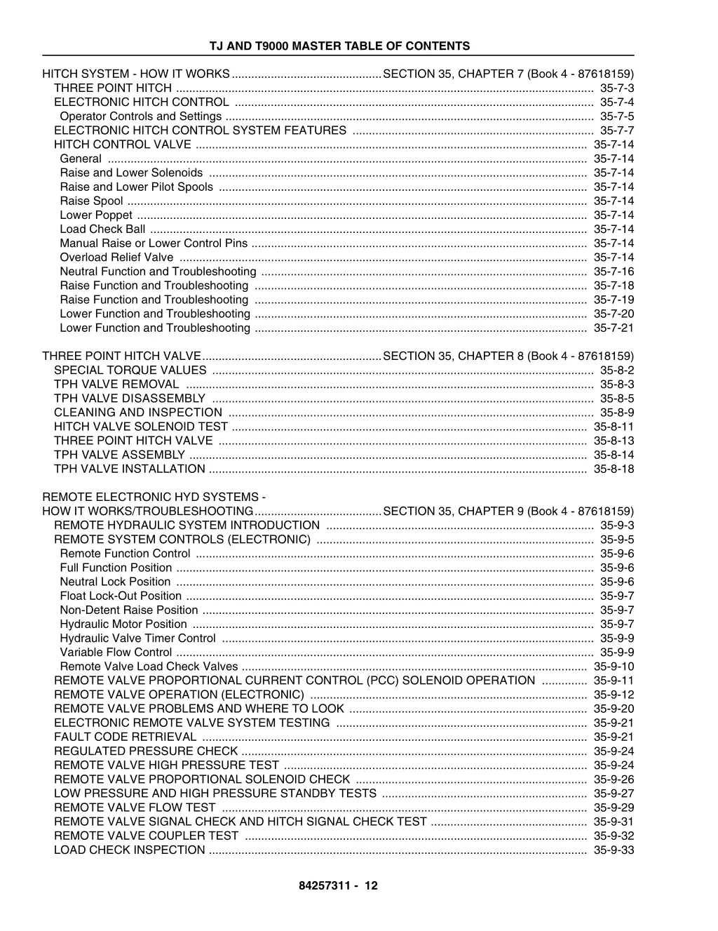 tj and t9000 master table of contents 11