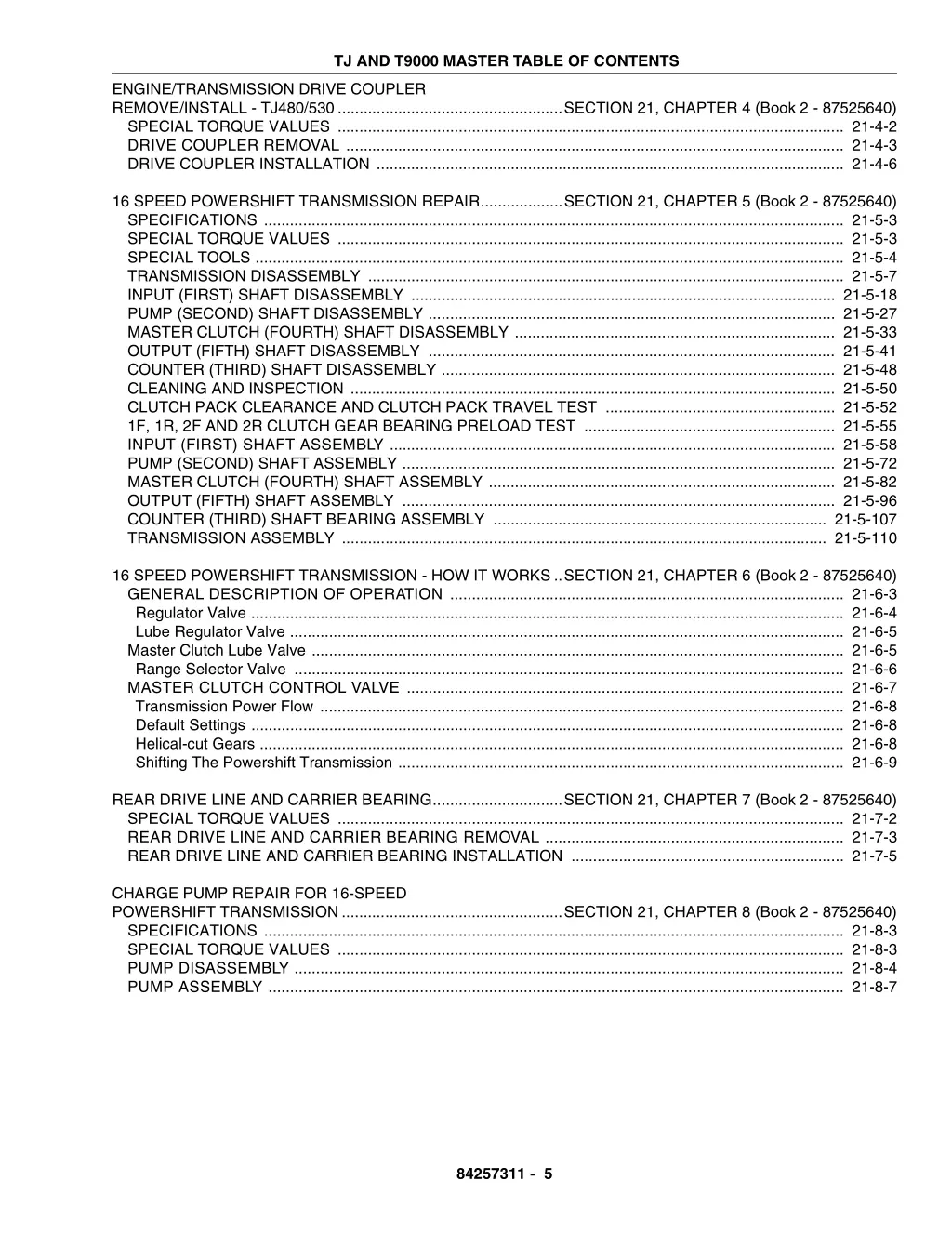 tj and t9000 master table of contents 4