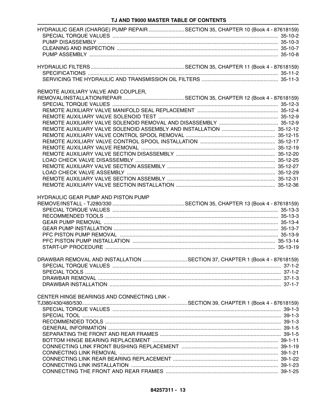 tj and t9000 master table of contents 12