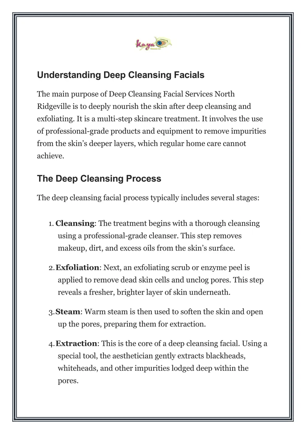 understanding deep cleansing facials
