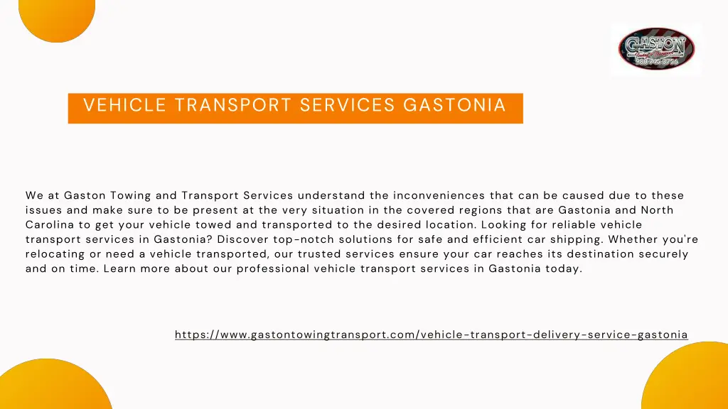 vehicle transport services gastonia
