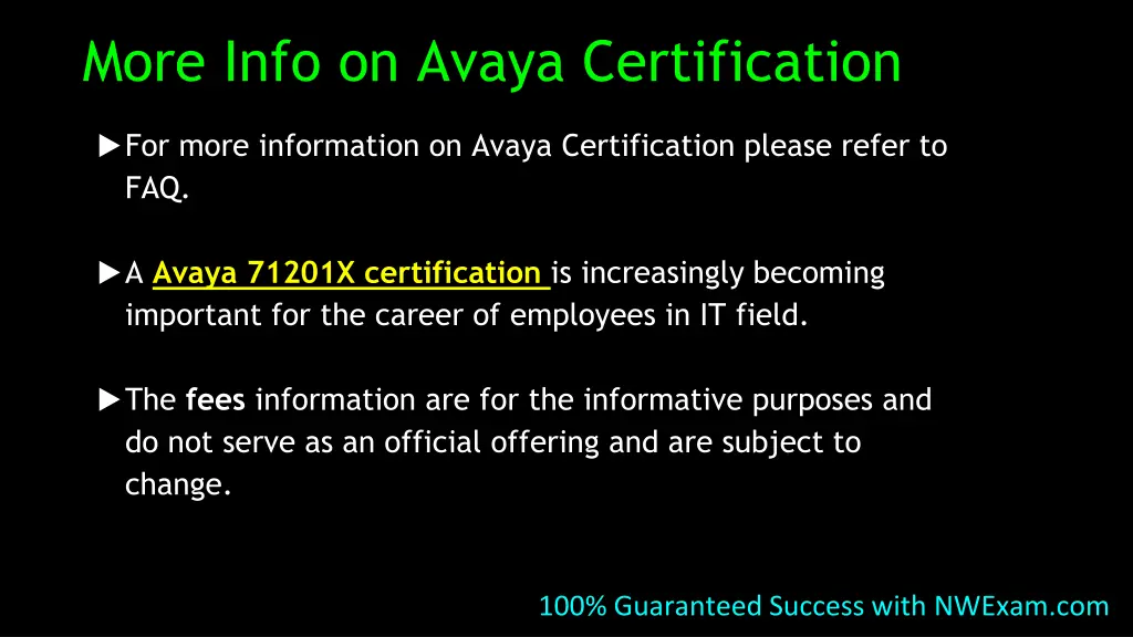 more info on avaya certification