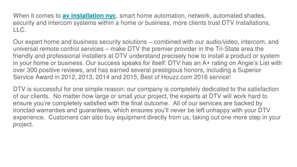 when it comes to av installation nyc smart home