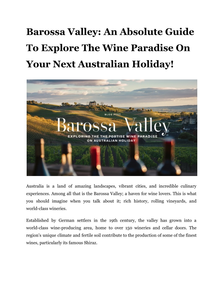 barossa valley an absolute guide