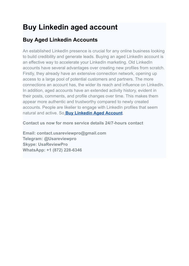 buy linkedin aged account