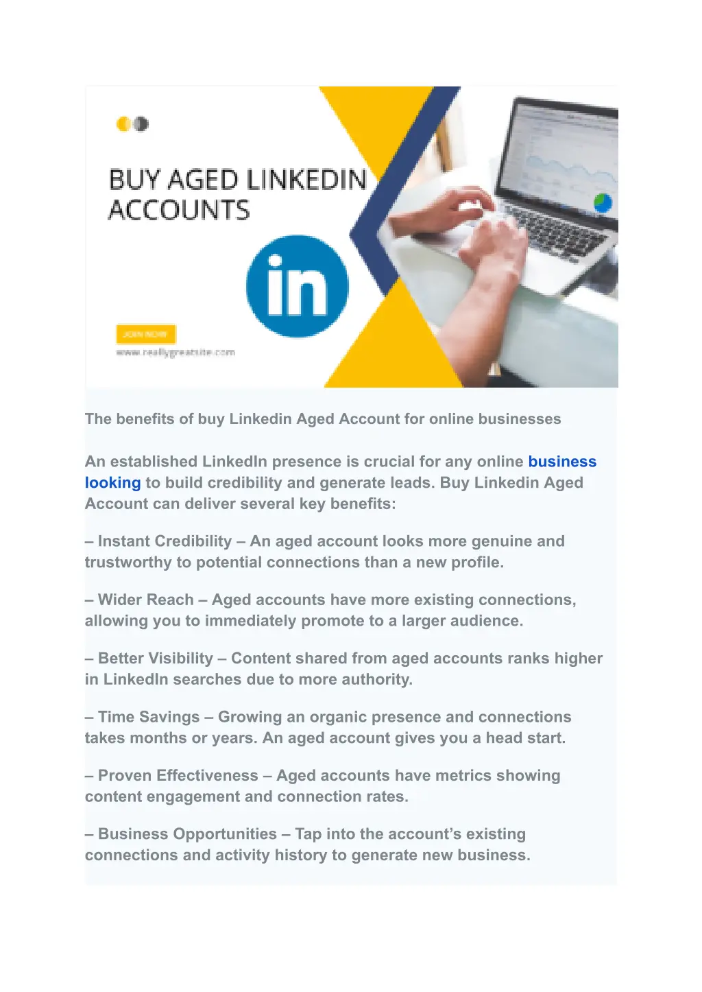 the benefits of buy linkedin aged account