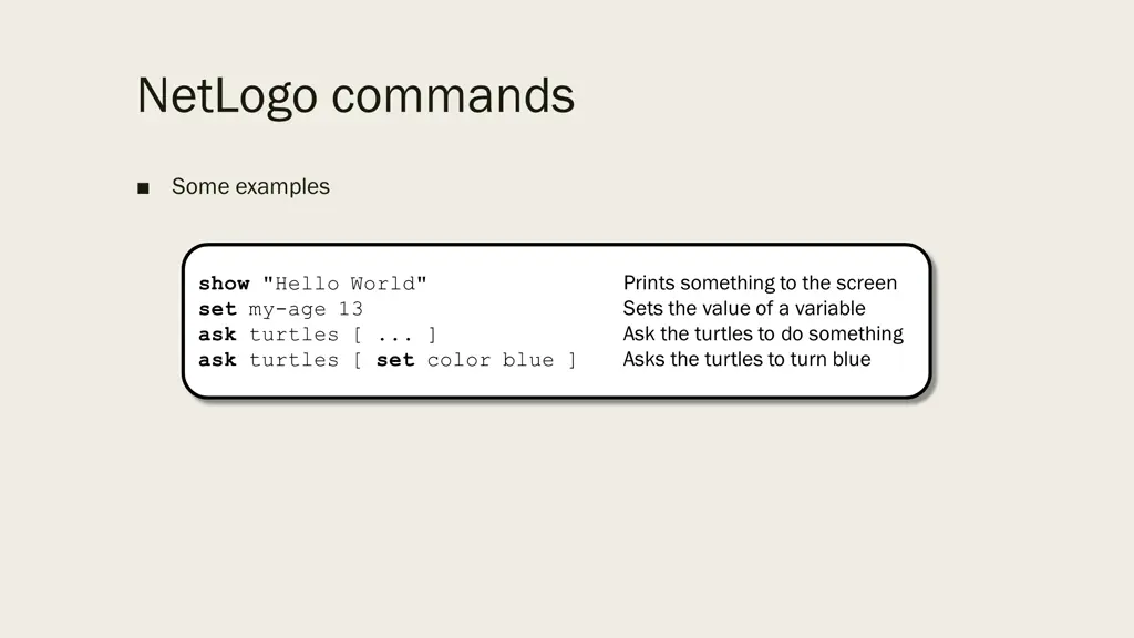 netlogo commands