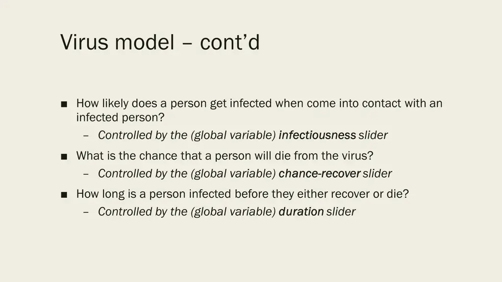 virus model cont d