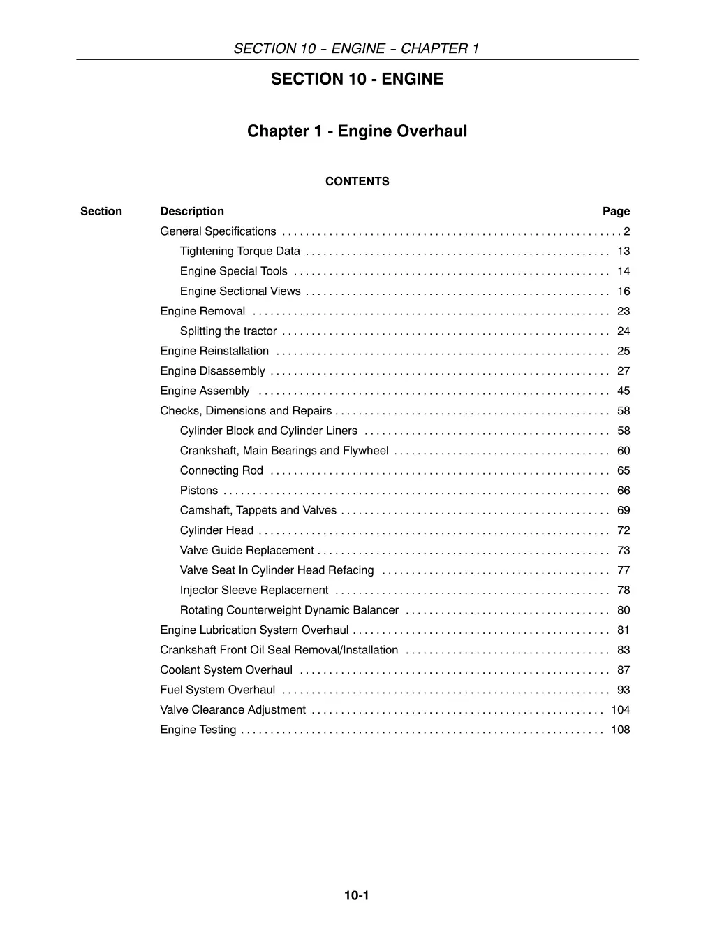 section 10 engine chapter 1