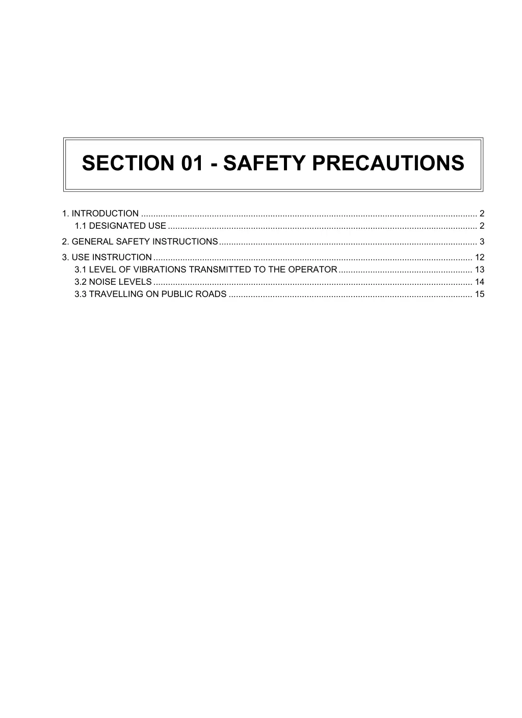 section 01 safety precautions