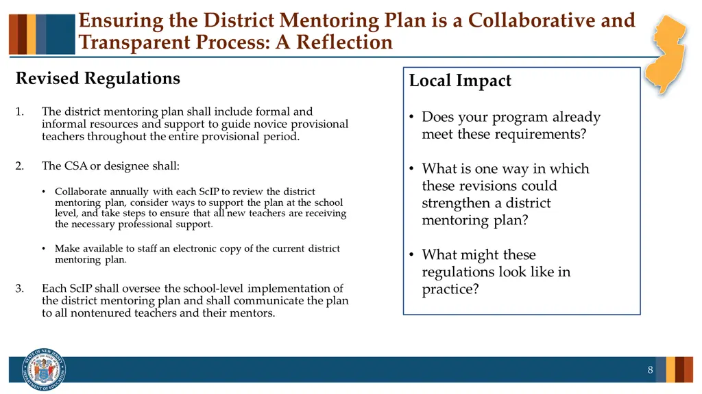 ensuring the district mentoring plan