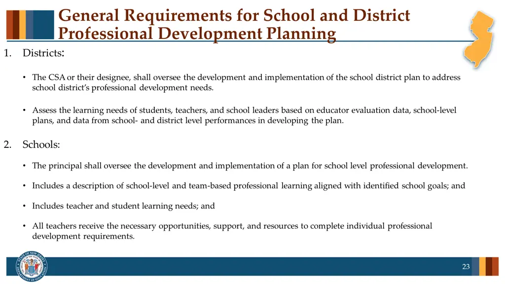 general requirements for school and district