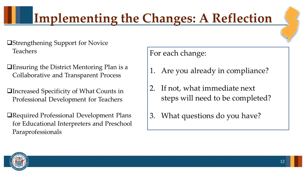 implementing the changes a reflection