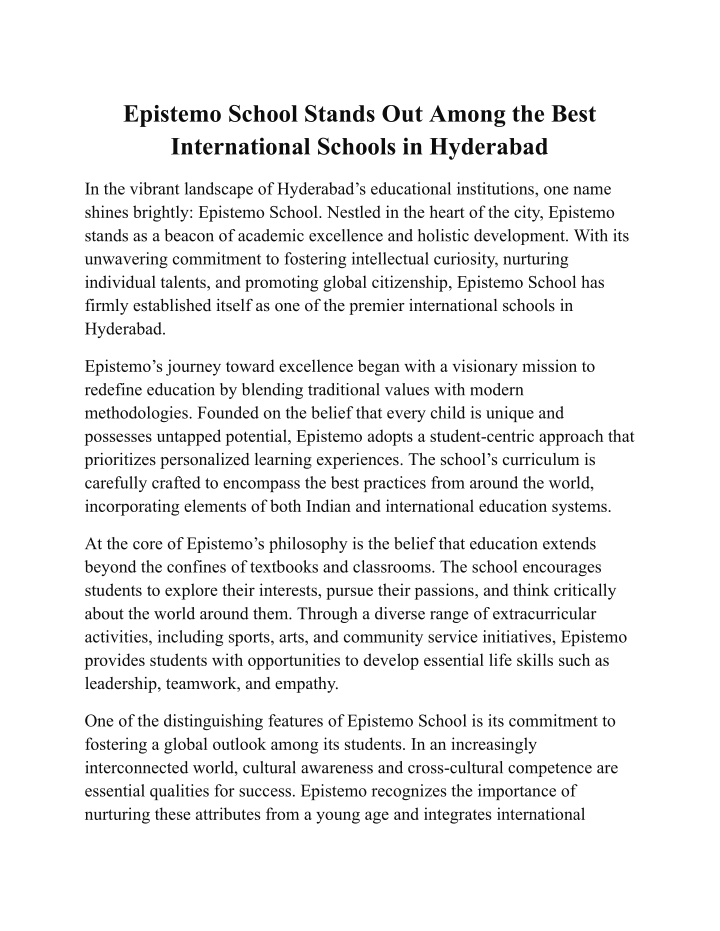 epistemo school stands out among the best