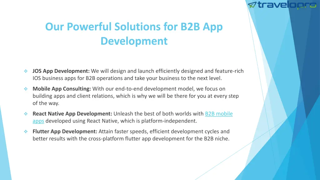 our powerful solutions for b2b app development