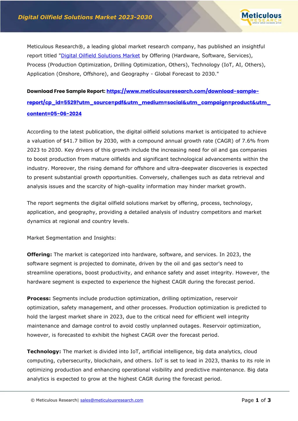 digital oilfield solutions market 2023 2030