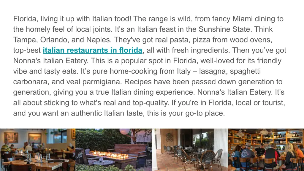 florida living it up with italian food the range