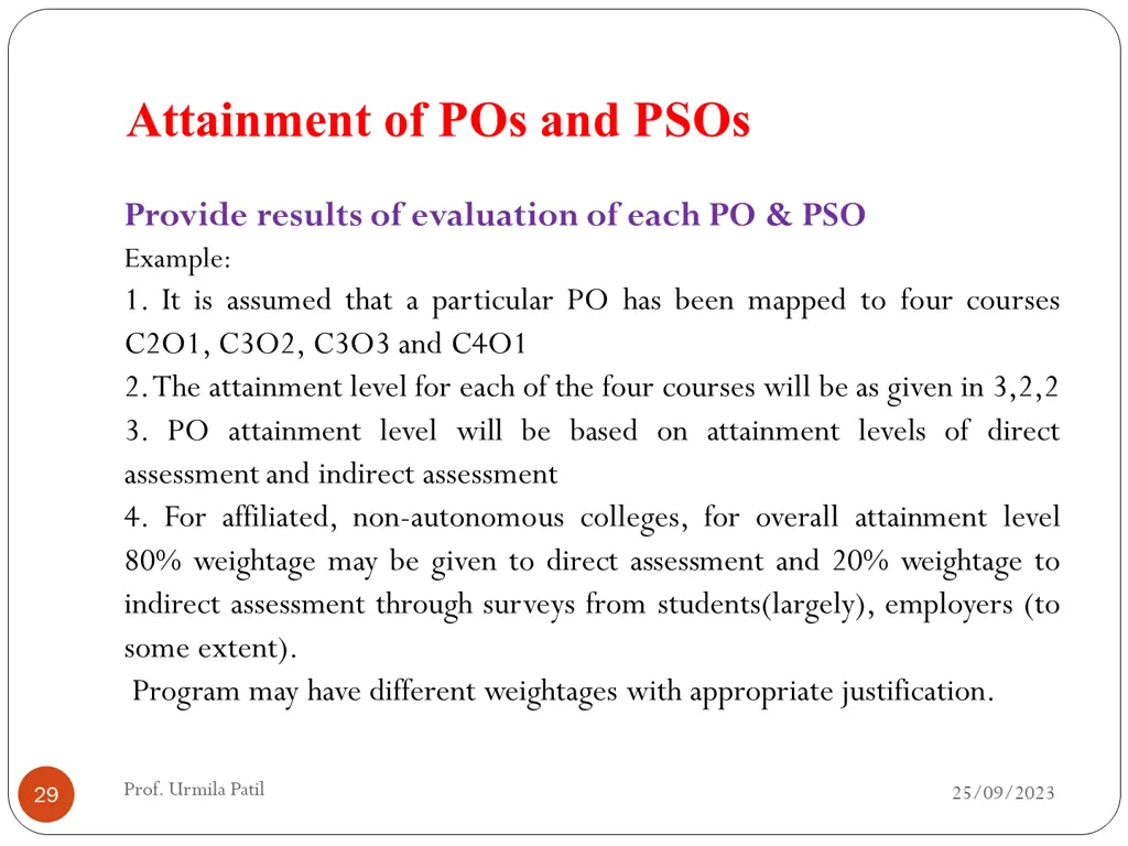 attainment of pos and psos