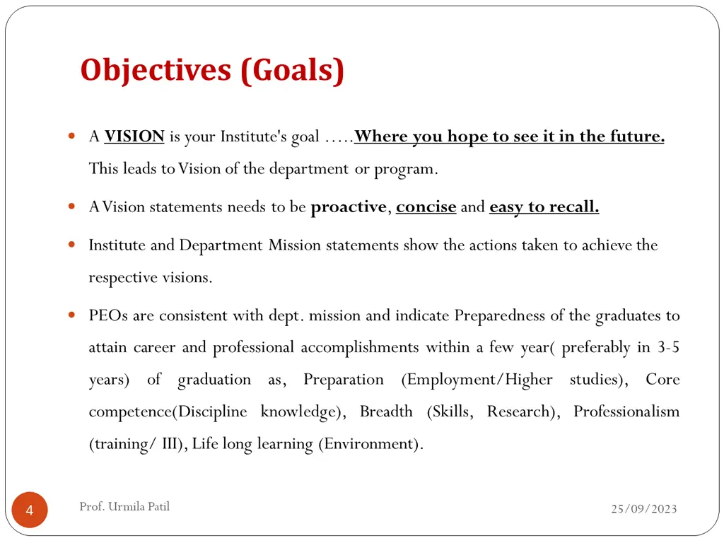 objectives goals