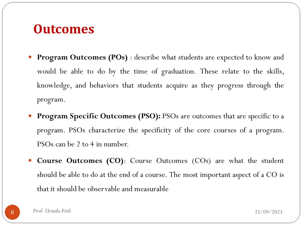 outcomes