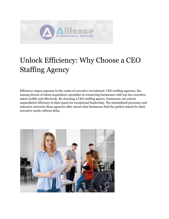 unlock efficiency why choose a ceo staffing agency